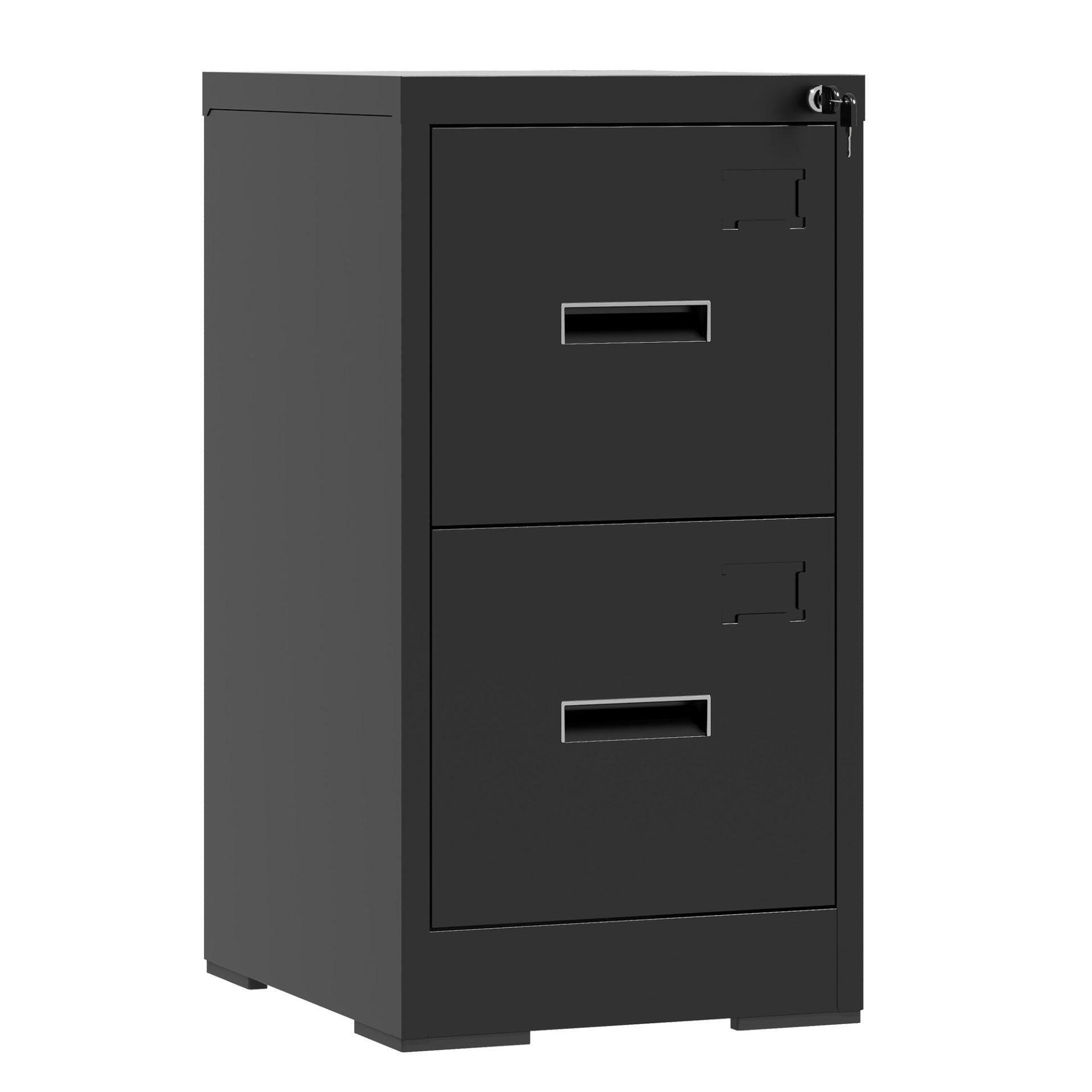 Modern 2 Drawer Metal Vertical File Cabinet With Lock And Card Slot For Office And Home Use - Black - Image 6