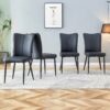 Modern Minimalist Dining Chairs (Set of 4) With And Metal Legs - Black - Image 4