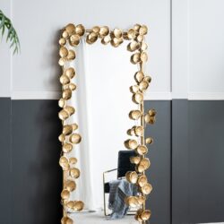 Full Length Mirror With en Leaf Accents, Floor Miiror For Living Room Bedroom - Gold
