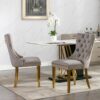 Nikki - Modern, High-End Tufted Solid Wood Contemporary Velvet Upholstered Dining Chair With Golden Stainless Steel Plating Legs, Nailhead Trim (Set of 2) - Gray / Gold - Image 17