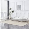 Luxury Simple Arch Chair (Set of 6) High Resilience Dining Chair With Arched Metal Leg - White / Silver - Image 7
