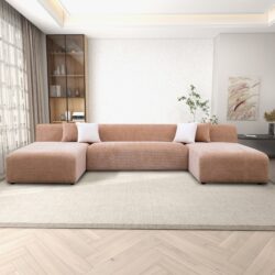 Audrey - U Shape Corner Sofa - Peach