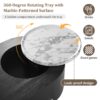 Lift Top Coffee Table With 360 Degree Marble Patterned Rotating Tray, Hidden Compartment, Partially Assembled Wooden Center Table, Modern Oval Lift Tabletop For Home Living Room - Black - Image 7