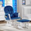 Mason - Glider And Ottoman White Wood - Navy Fabric - Image 4