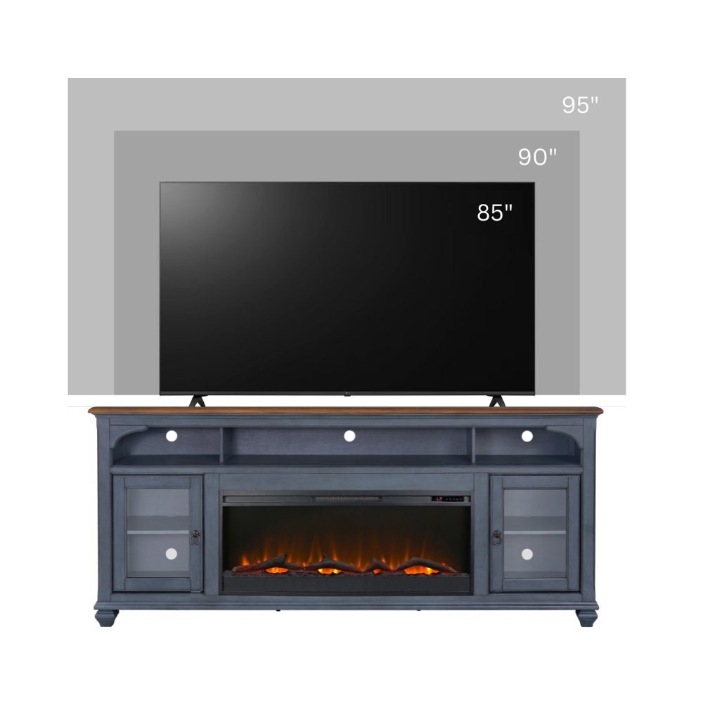 Americana - 86 In Fireplace TV Stand For TVs Up To 95" - Blue - Image 4