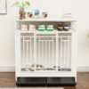 Wooden Dog Crate Furniture With Divider And Storage - White - Image 5