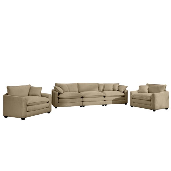 Luxurious Sophisticated Sofa Set With Soft Cushions Including 2 Single Sofas And A 3 Seater - Tan