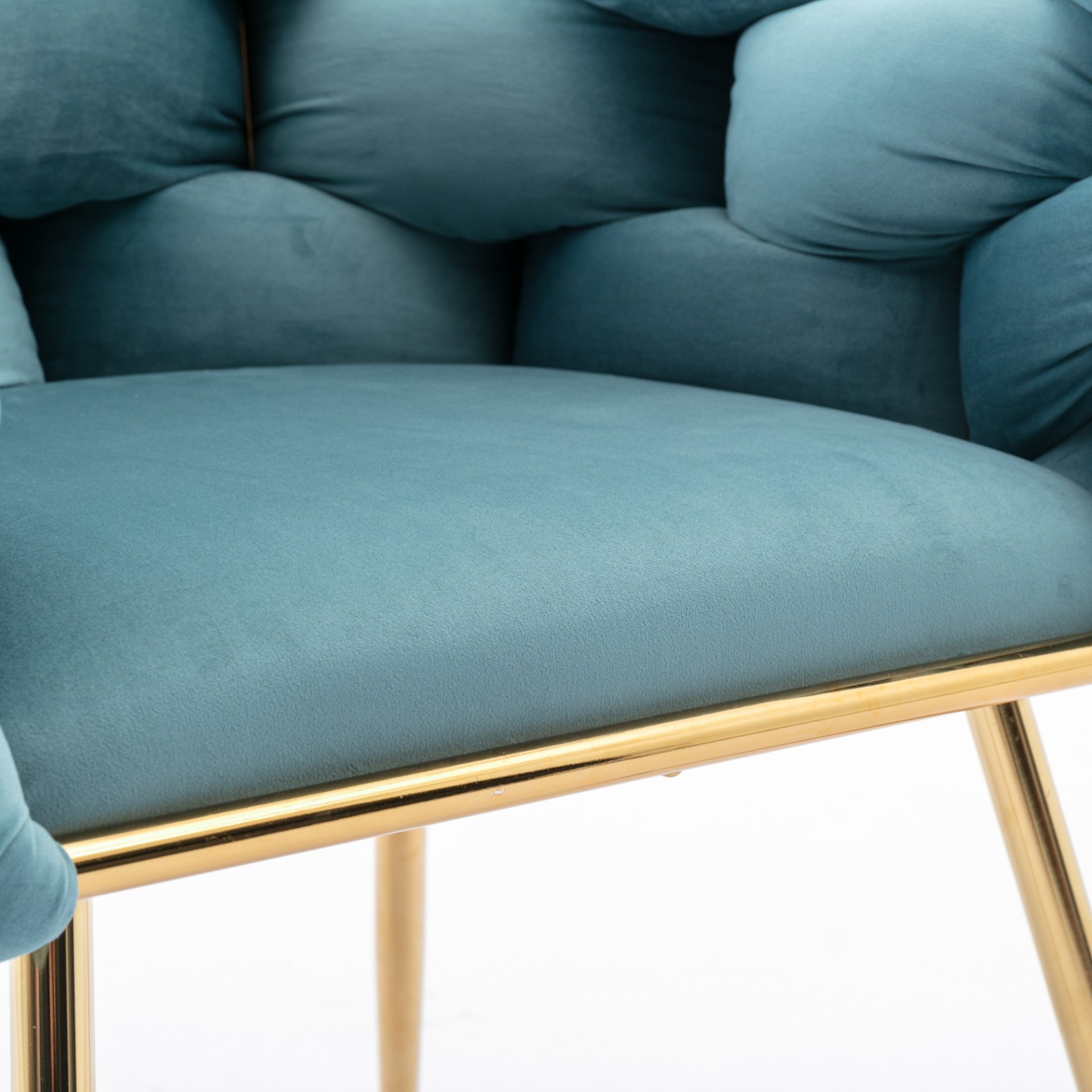 Luxury Modern Simple Leisure Velvet Single Sofa Chair Bedroom Lazy Person Household Dresser Stool Manicure Table Back Chair (Set of 2) - Blue - Image 16