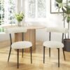 Dining Chair (Set of 2), Modern Dining Room Chairs, Black Metal Frame - White - Image 2