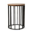 Outdoor Cylindrical Side Table With Round Solid Wood Top And Metal Frame - Natural - Image 6