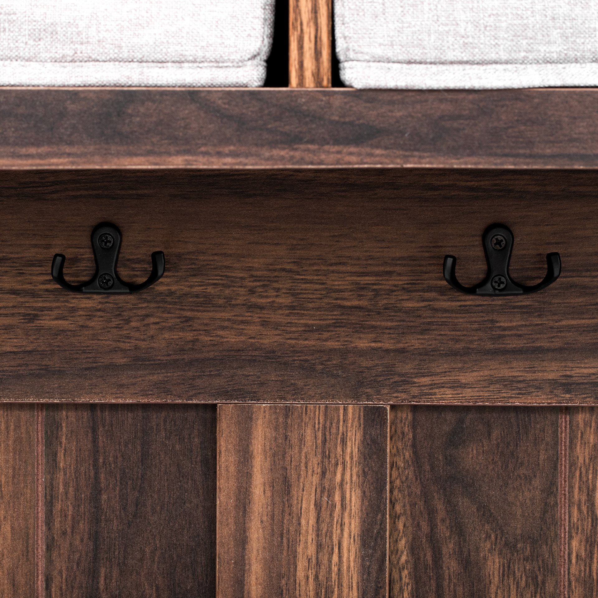 Hall Tree With 6 Hooks And Hinged Lid, Coat Hanger, Entryway Bench, Storage Bench, 3 In 1 Design, For Entrance, Hallway - Brown - Image 14