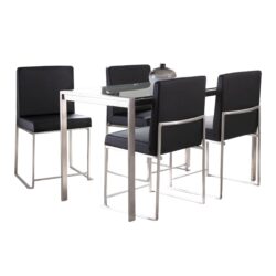 Fuji - High Back Contemporary Dining Set, Glass 5 Piece - Black