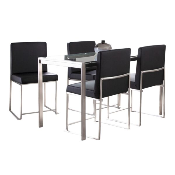Fuji - High Back Contemporary Dining Set, Glass 5 Piece - Black