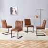 Ergonomic Technology Fabric Dining Chairs With Black Metal Legs, Comfortably Simple Design, (Set of 4) - Brown - Image 5