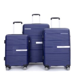 Hardshell Suitcase Double Spinner Wheels Pp Luggage Sets Lightweight Durable Suitcase With Tsa Lock, 3 Piece Set (20/24/28) - Navy