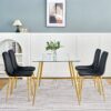 Modern Light Luxury Dining Chair With Gold Metal Legs (Set of 4) - Black - Image 5