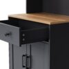 Farmhouse TV Stand With Solid Wood Gourd Shaped Legs For TVs Up To 70", Entertainment Center With Bookshelves & Tempered Glass Doors, Media Console With Adjustable Shelves, Living Room - Black / Natural - Image 17
