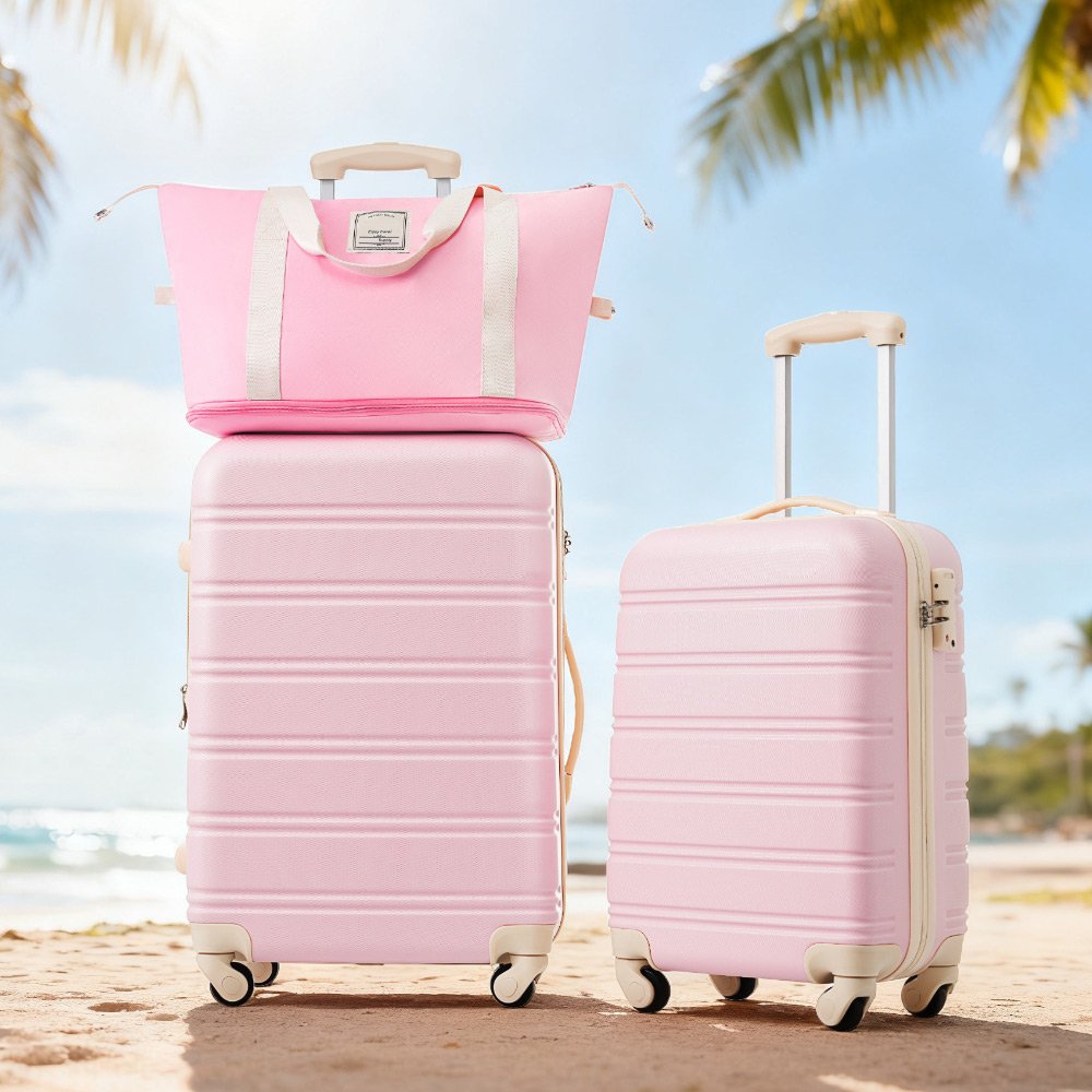 Hardshell Luggage Sets 2 Pieces + Bag Spinner Suitcase With Tsa Lock Lightweight 20" / 24" - Light Pink - Image 9
