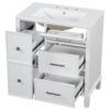 Bathroom Vanity With Ceramic Sink, Flip Out Drawer Design For Plumbing, Soft Close Drawers - White - Image 19