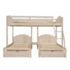 Full Over Twin & Twin Triple Bunk Bed With Drawers And Guardrails - Beige - Image 9