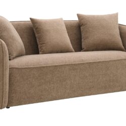 Keith - Chenille Sofa With 3 Matching Color Toss Pillows - Brown