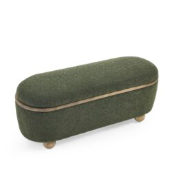 Modern Storage Ottoman Bench Upholstered Seating With Storage - Dark Green