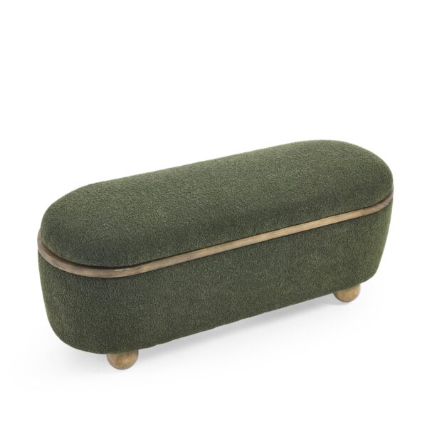 Modern Storage Ottoman Bench Upholstered Seating With Storage - Dark Green