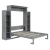 Full Size Murphy Wall Bed With Shelves And LED Lights - Gray - Image 3