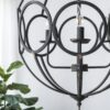 4 Light Metal Chandelier, Hanging Light Fixture With Adjustable Chain For Kitchen, Bulb Not Included - Black - Image 6
