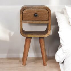 Extra Mini Curve Lower Bedside Table - Oak