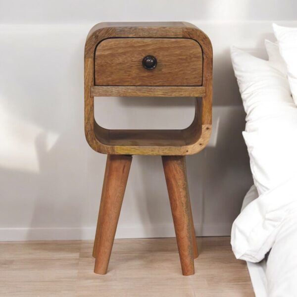 Extra Mini Curve Lower Bedside Table - Oak