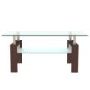 Rectangle Glass Coffee Table, Modern Side Center Tables - Walnut / Clear - Image 5