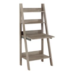 Computer Desk For Home Office, Laptop, Leaning, Storage Shelves, Contemporary & Modern - Taupe