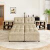 Versatile Sofa Bed Modular Sofa Free Combined Sofa With 2 Storage Racks - Brown - Image 9