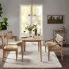 Armless Dining Chair With Cane Back And Upholstered Seat (Set of 2) - Light Brown - Image 9