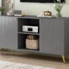 Modern TV Stand For TVs Up To 55", Entertainment Center Media Console, Adjustable Shelf, Metal Legs, Handles And Anti-Tip Device For Living Room - Gray - Image 5