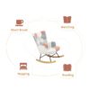 Mid Century Rocking Chair With Ottoman Patchwork Linen Wood Legs Design Living Room And Bedroom - Colorful - Image 10