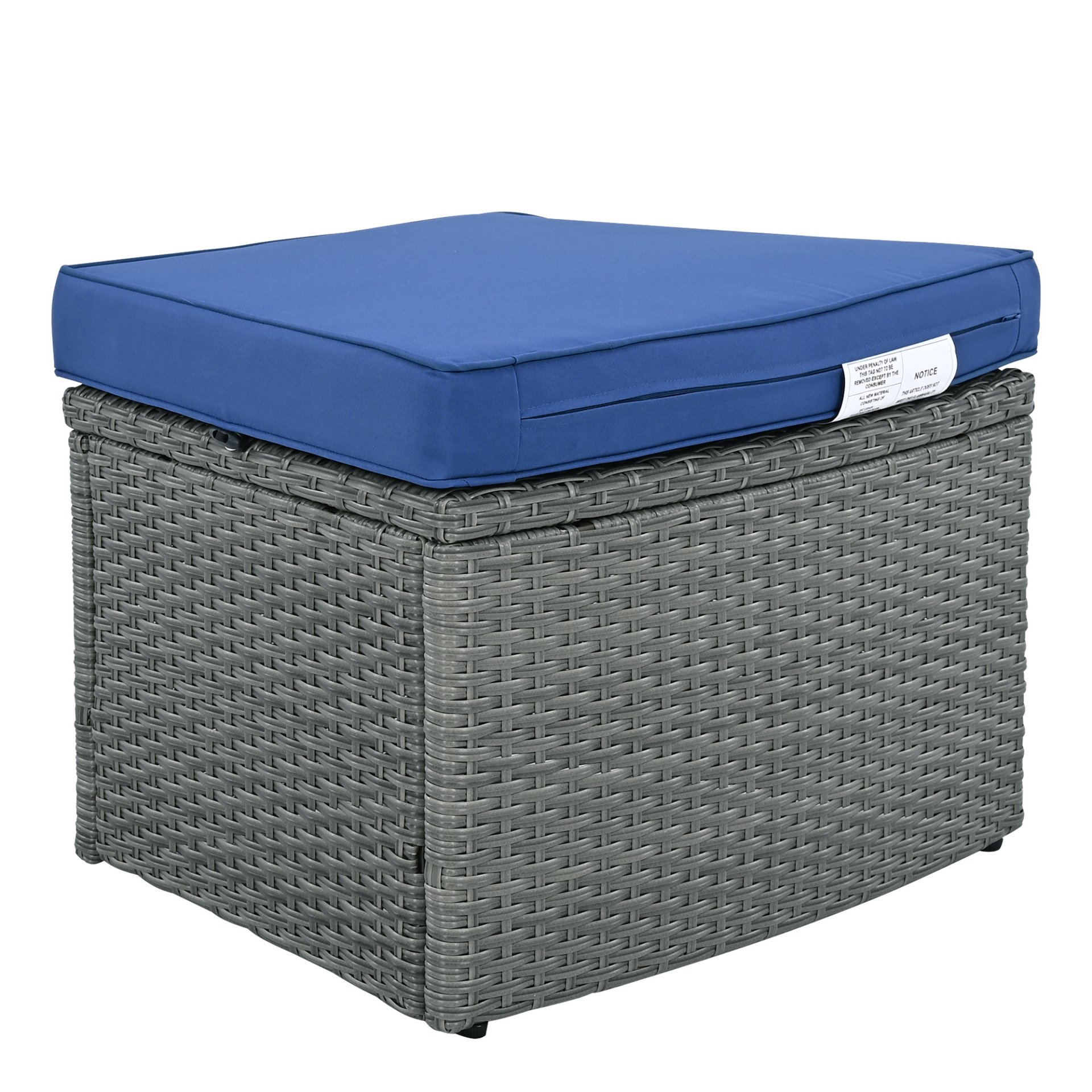 10 Piece Outdoor Sectional Half Round Patio Rattan Sofa Set, Wicker Conversation Furniture Set For Free Combination - Blue - Image 21