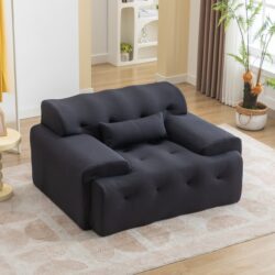 Large Size 1 Seater Sofa, Pure Foam Comfy Sofa Couch, Modern Lounge Sofa For Living Room, Apartment - Dark Gray