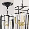 8 Light Metal Lantern Tiered Pendant Hanging Light Fixtures, Industrial Farmhouse Adjustable Height Chandeliers For Dining Room Hallway Foyer Entryway (E12 Bulbs Not Included) - Matte Black / Gold - Image 14