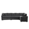 L-Shaped Sofa Convertible Sofa Bed Pull Out Sofa Sleeper With Two Back Pillows, Two USB Ports And Two Power Sockets For Living Room - Gray - Image 8