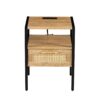 Rattan End Table With Power Outlet & USB Ports, Modern Nightstand With Drawer And Metal Legs, Side Table For Living Room, Bedroom - Natural - Image 8