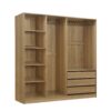 Doorless Storage Wardrobe For Dedroom With Shelves And 3 Drawers - Nature - Image 4