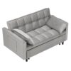 Modern Velvet Loveseat Futon Sofa Couch Pullout Bed, Small Love Seat Lounge Sofa With Reclining Backrest, Toss Pillows, Pockets, Furniture For Living Room, 3 In 1 Convertible Sleeper Sofa Bed - Gray - Image 7