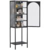 Metal Glass Door Display Storage Cabinet, 5 Tier Cube Bookshelf Storage Cabinet With 3 Adjustable Shelves For Kitchen, Dining Room, Living Room, Bathroom, Home Office - Black - Image 6