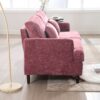 Mid Century Modern Chenille Fabric Loveseat Sofa, 2 Seat Upholstered Couch With Wood Feet - Wine Red - Image 9