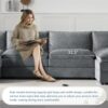 Modular Sectional With Deep And Wide Seat, U Shaped Cloud Couch Set With Double Cushions 6 Seat Sofa With Movable Ottomans Oversized - Dark Gray - Image 9