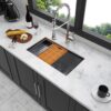 Workstation Kitchen Sink, Single Bowl Undermount 16 Gauge Stainless Steel - White - Image 4