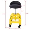 Pneumatic 360 Degree Swivel Stool, Mechanics Rolling Creeper Seat, Heavy Duty Rolling Mechanics Stool, Shop Stool With Casters - Yellow / Black - Image 4