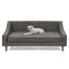 Durable Elevated Dog Sofa Bed With Modern Irregular Armrest Design Comfortable Soft Pet Sofa Dark - Dark Gray - Image 8
